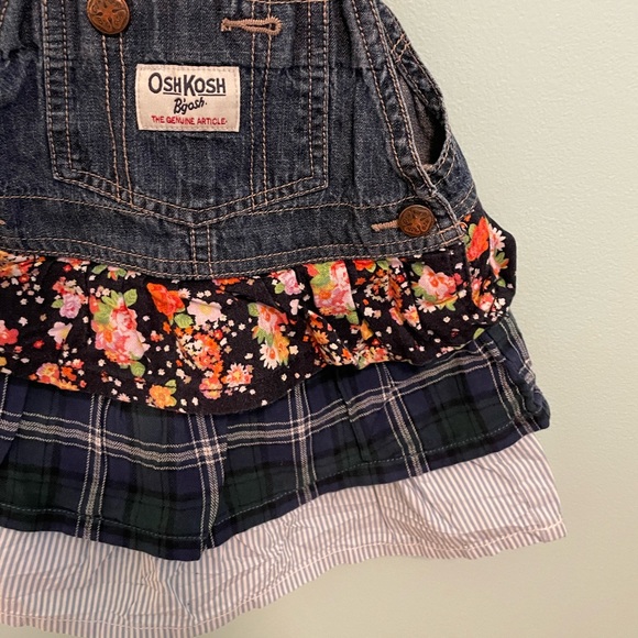 Oshkosh B'Gosh Vestback Tiered Floral Plaid Overall Dress - Picture 4 of 8